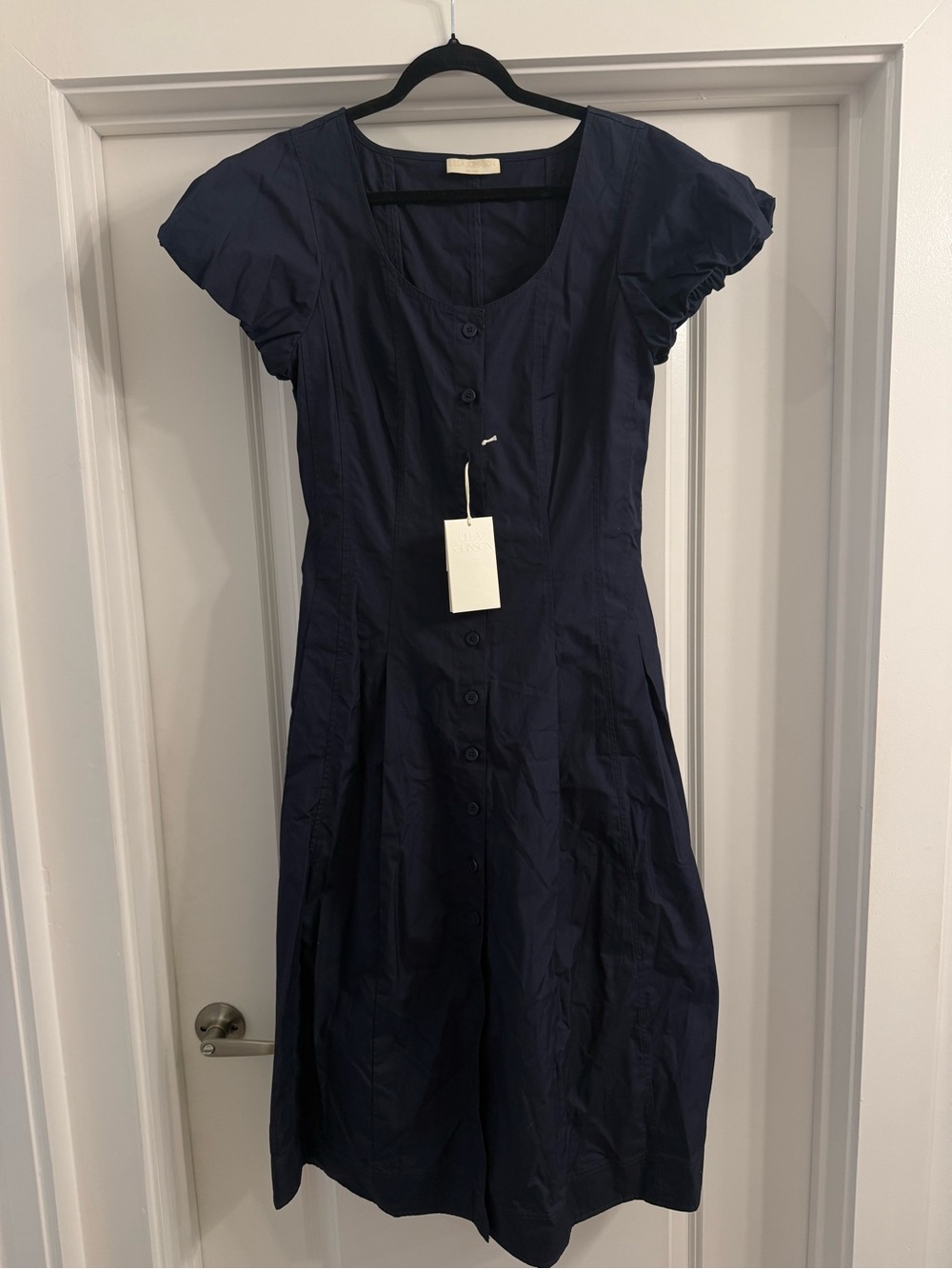 Ulla Johnson Button-Front A-Line Dress 10 Navy NEW
